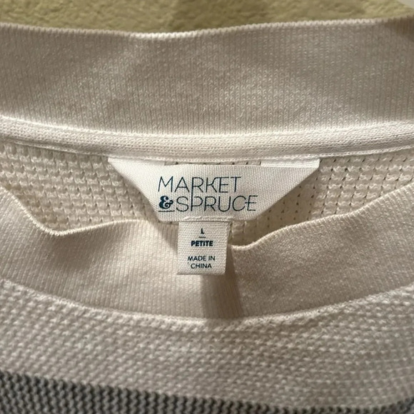 Market and Spruce white and light black striped long sleeve sweater - Picture 4 of 9